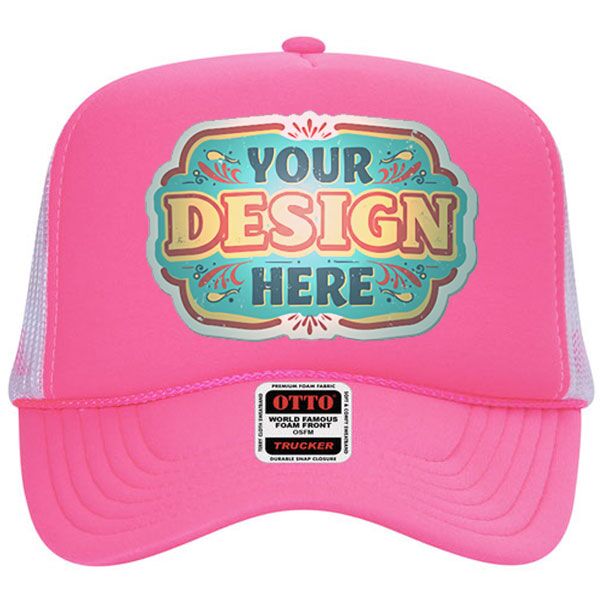 OTTO NEON Cap 5 Panel High Crown Mesh Back Trucker Hat Thumbnail